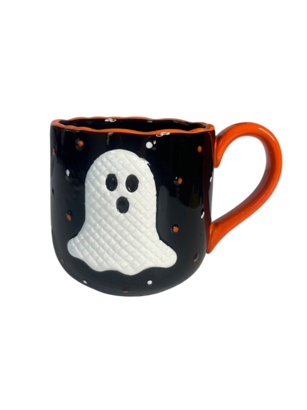 Halloween Ghost Ceramic Coffee Mug Black Orange Lang